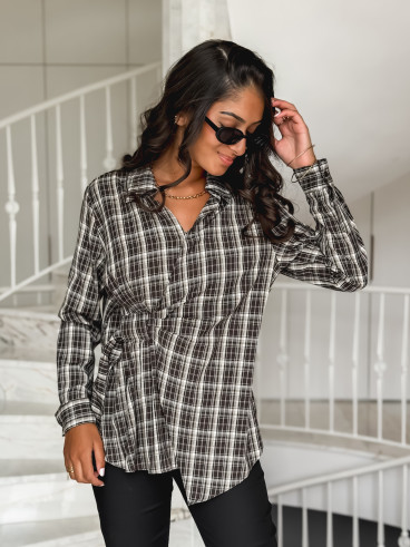 Blouse à carreaux Elizabeth - Café Blouse à carreaux Elizabeth - Café