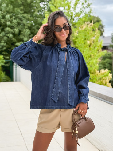Blouse en jeans Soumaya - Bleu