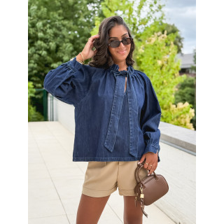 Blouse en jeans Soumaya - Bleu