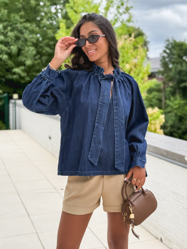 Blouse en jeans Soumaya - Bleu