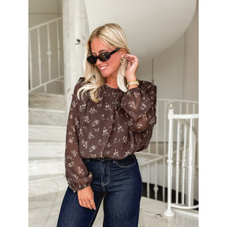 Blouse à motifs Ernestine - chocolat