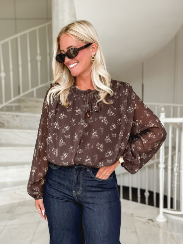Blouse à motifs Ernestine - chocolat