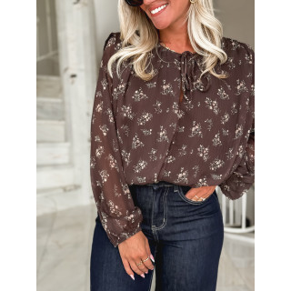 Blouse à motifs Ernestine - chocolat