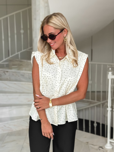 Blouse sans manches Nerina - Ecru