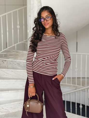 Blouse lignée Zumi - Bordeaux Blouse lignée Zumi - Bordeaux