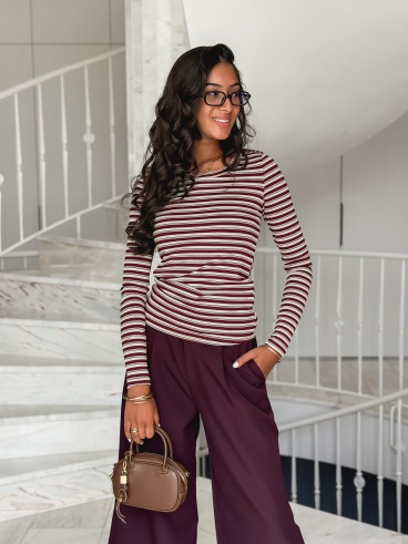 Blouse lignée Zumi - Bordeaux Blouse lignée Zumi - Bordeaux