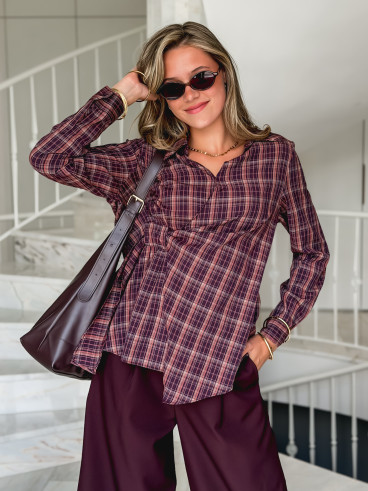 Blouse à carreaux Elizabeth - Bordeaux Blouse à carreaux Elizabeth - Bordeaux