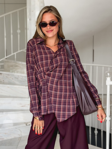 Blouse à carreaux Elizabeth - Bordeaux Blouse à carreaux Elizabeth - Bordeaux