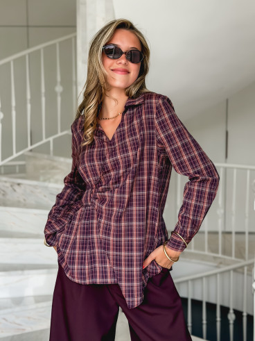 Blouse à carreaux Elizabeth - Bordeaux Blouse à carreaux Elizabeth - Bordeaux