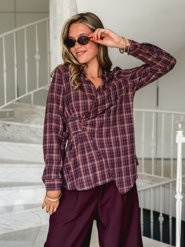 Blouse à carreaux Elizabeth - Bordeaux Blouse à carreaux Elizabeth - Bordeaux