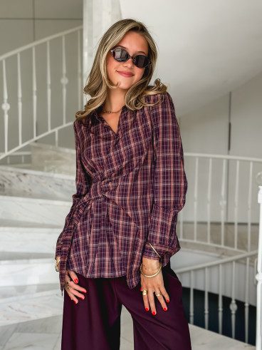 Blouse à carreaux Elizabeth - Bordeaux Blouse à carreaux Elizabeth - Bordeaux