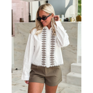 Crop chemise Brasélia - Blanc/Chocolat