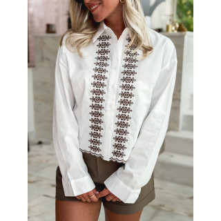 Crop chemise Brasélia - Blanc/Chocolat