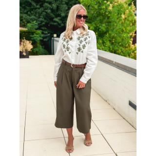 Chemise brodée Eléane - Blanc/Vert
