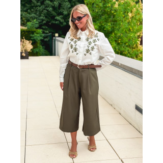 Chemise brodée Eléane - Blanc/Vert