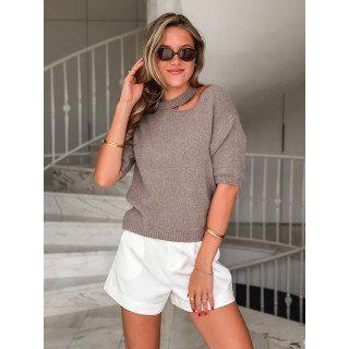 Pull à manches courtes Milla - Taupe