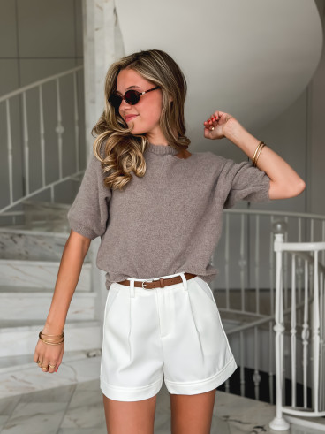 Pull à manches courtes Milla - Taupe Pull à manches courtes Milla - Taupe