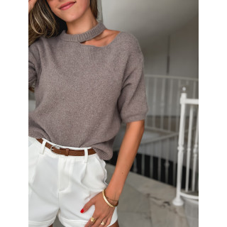Pull à manches courtes Milla - Taupe