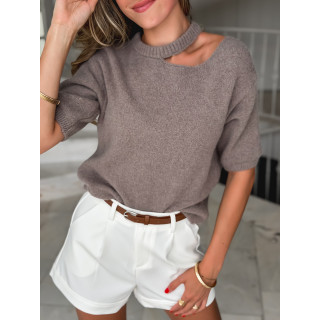 Pull à manches courtes Milla - Taupe