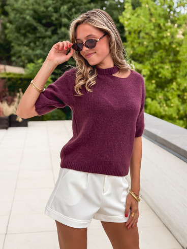 Pull à manches courtes Milla - Aubergine Pull à manches courtes Milla - Aubergine