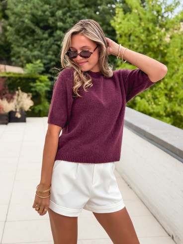 Pull à manches courtes Milla - Aubergine Pull à manches courtes Milla - Aubergine