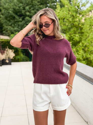 Pull à manches courtes Milla - Aubergine Pull à manches courtes Milla - Aubergine