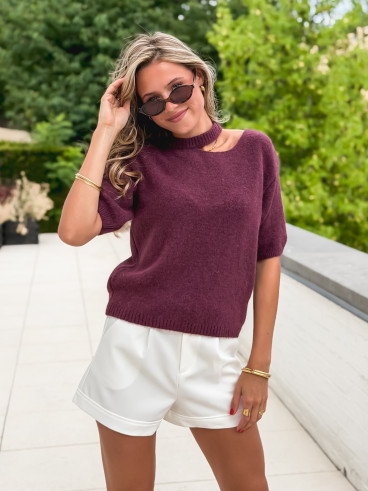 Pull à manches courtes Milla - Aubergine Pull à manches courtes Milla - Aubergine