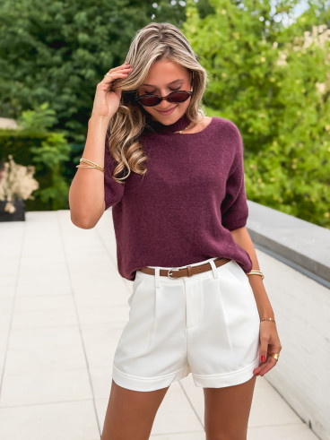 Pull à manches courtes Milla - Aubergine Pull à manches courtes Milla - Aubergine