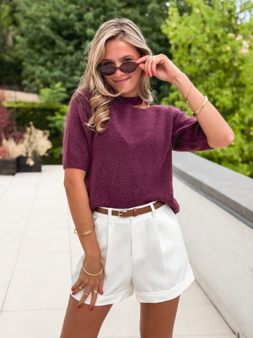 Pull à manches courtes Milla - Aubergine Pull à manches courtes Milla - Aubergine