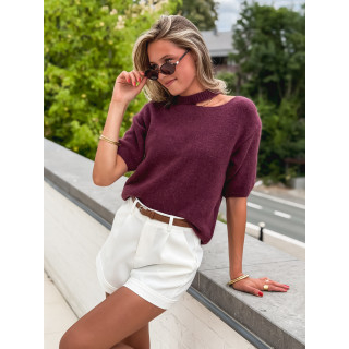 Pull à manches courtes Milla - Aubergine