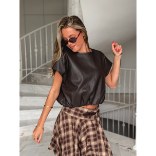 Jupe à carreaux Natania - Chocolat/Beige