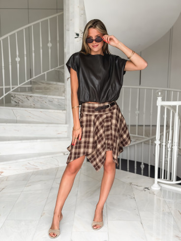 Blouse en simili Matilda - Chocolat