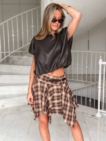 Blouse en simili Matilda - Chocolat