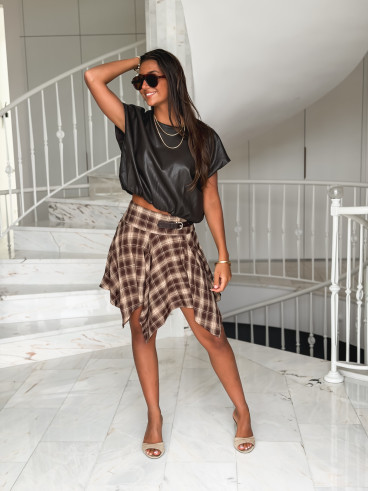 Blouse en simili Matilda - Chocolat