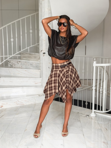 Blouse en simili Matilda - Chocolat