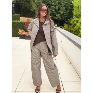 Veste à carreaux Yolande - Taupe