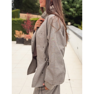 Veste à carreaux Yolande - Taupe