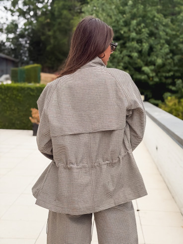 Veste à carreaux Yolande - Taupe