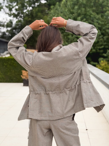 Veste à carreaux Yolande - Taupe
