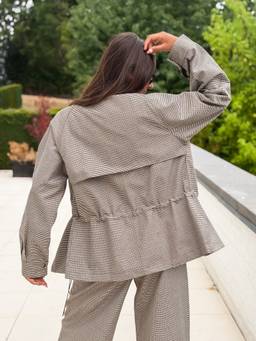 Veste à carreaux Yolande - Taupe