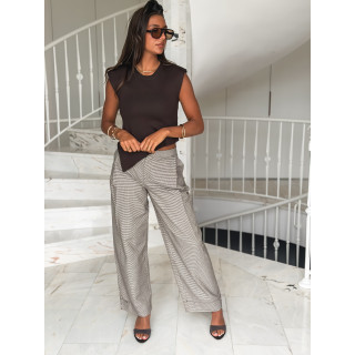 Pantalon à carreaux Yolande - Taupe