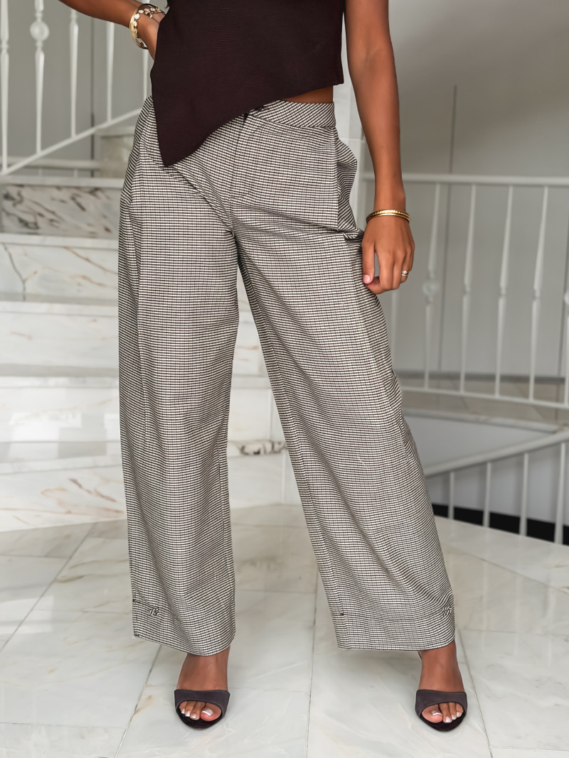 Pantalon à carreaux Yolande - Taupe Pantalon à carreaux Yolande - Taupe