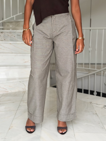 Pantalon à carreaux Yolande - Taupe Pantalon à carreaux Yolande - Taupe