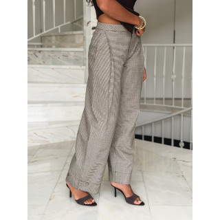 Pantalon à carreaux Yolande - Taupe