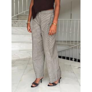 Pantalon à carreaux Yolande - Taupe
