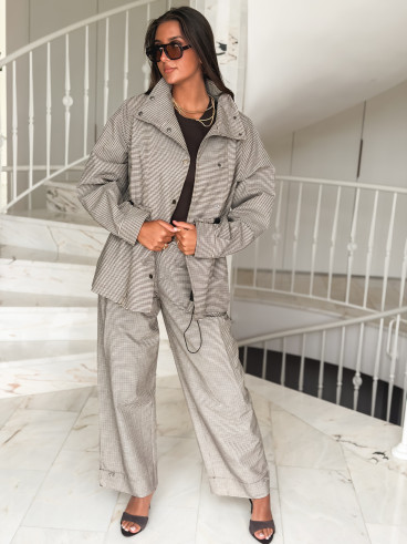 Pantalon à carreaux Yolande - Taupe Pantalon à carreaux Yolande - Taupe