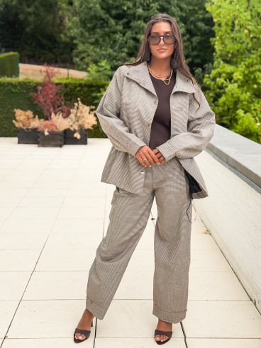 Pantalon à carreaux Yolande - Taupe Pantalon à carreaux Yolande - Taupe