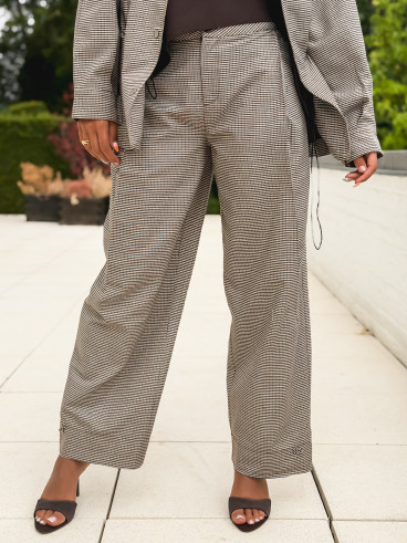 Pantalon à carreaux Yolande - Taupe Pantalon à carreaux Yolande - Taupe