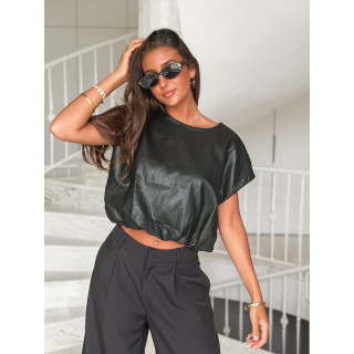 Blouse en simili Matilda - Noir