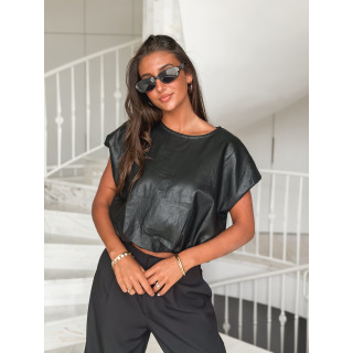 Blouse en simili Matilda - Noir